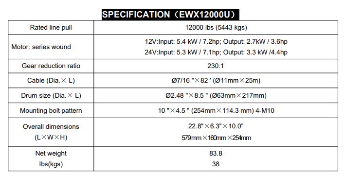 Runva Winch 12,000lbs(5,443kg) 12V with Synthetic Rope - Image 4