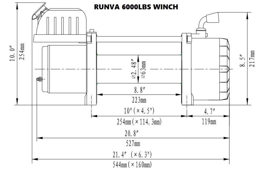 Runva Winch 6,000lbs(2,722kg) 12V with Steel Cable - Image 2
