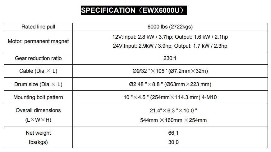 Runva Winch 6,000lbs(2,722kg) 12V with Steel Cable - Image 3